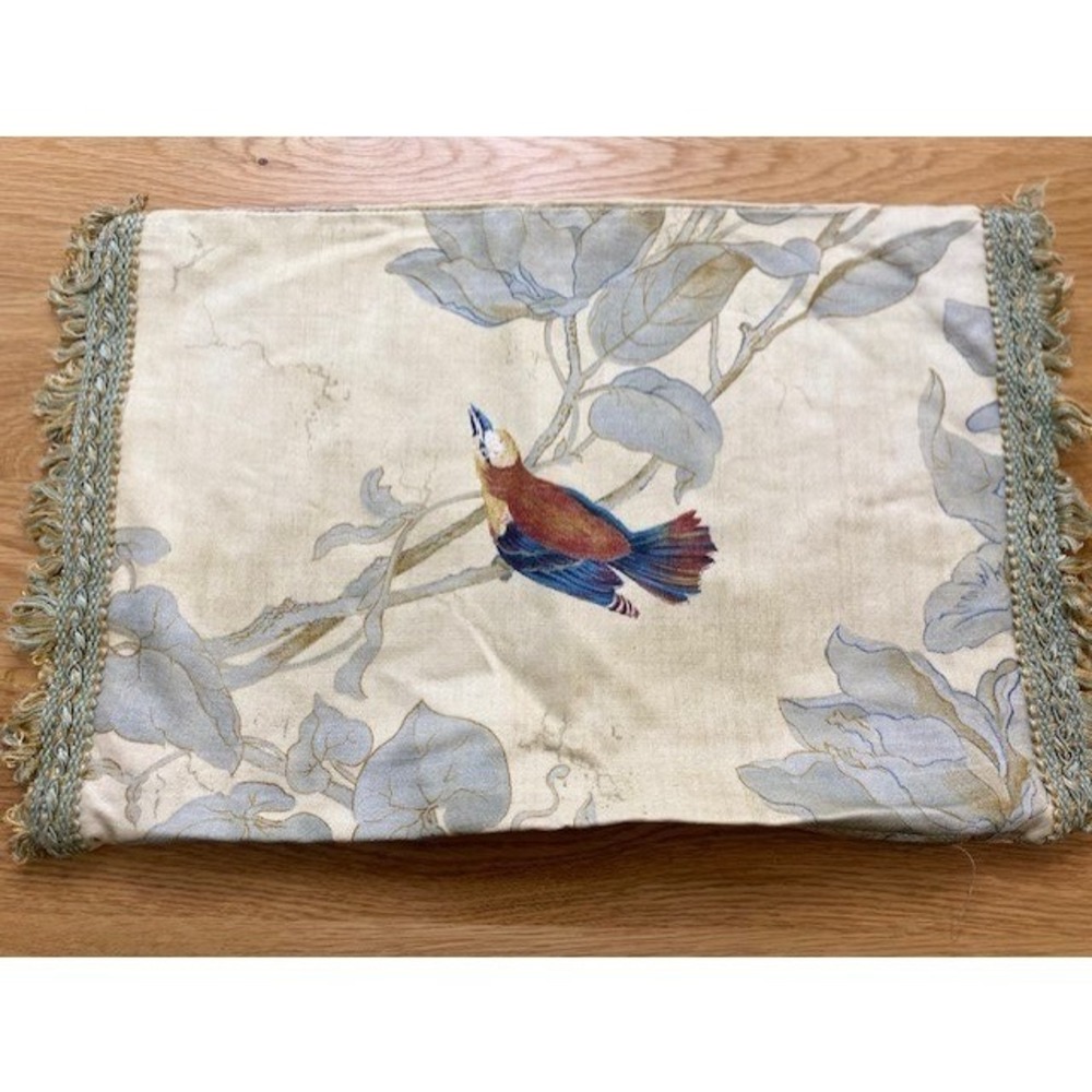 Unbranded Bird Floral Pillow Cover Home 16x10 Cream Good Fringe Botanical